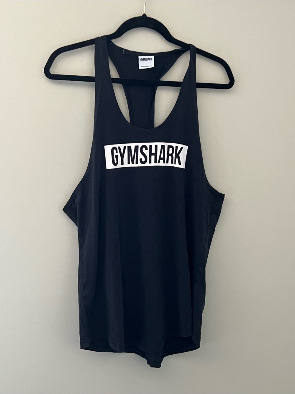 Gymshark Legacy Drop Arm Stringer Tank Top Black Men’s Large Gym Fitness